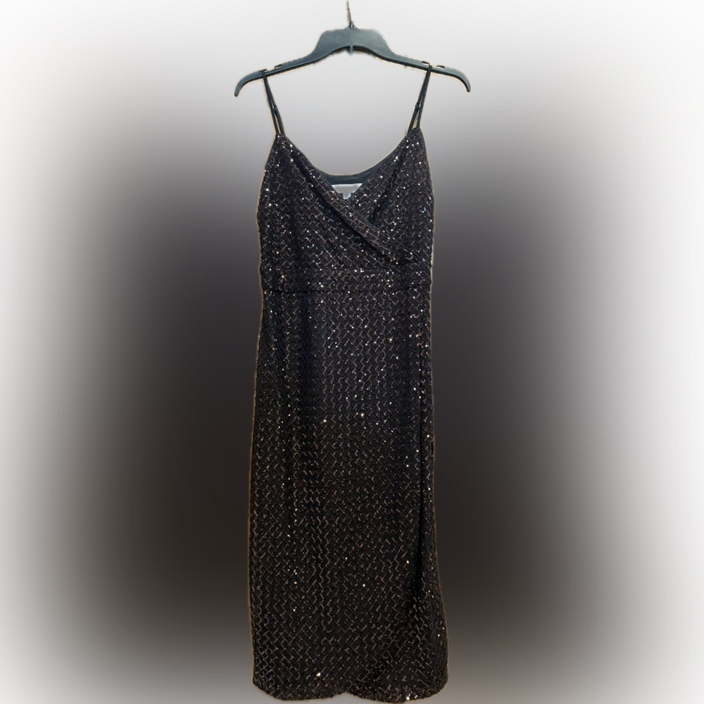 Nanette Lepore Sequin Midi Dress Copper & Black Party Cocktail NYE Evening, NWT